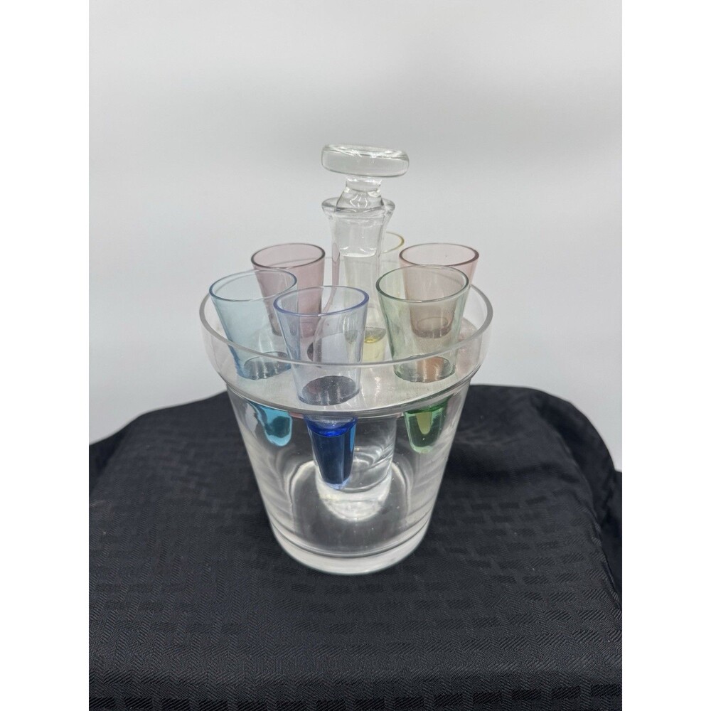 Vintage Tequilla / Vodka Chiller Decanter Ice Bicket Shot Glasses Set